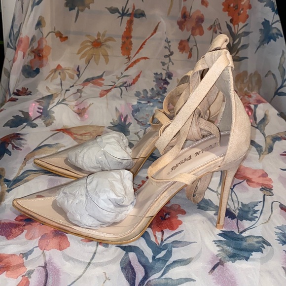 BNIB Nude Microsuede Public Desire Heels - Picture 4 of 14